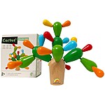 Joc din lemn de echilibru, îndemânare, atenție și construcție creativă Cactus Wooden Toy - imagine 6