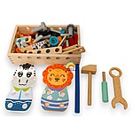 Jucărie educativă pentru asamblat tip banc de lucru cu unelte, din lemn și plastic - imagine 2