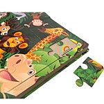 Carte educativă cu 6 puzzle-uri din carton gros - model animale de la Zoo - imagine 5