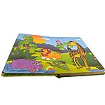 Carte educativă cu 6 puzzle-uri din carton gros - model animale de la Zoo - imagine 2