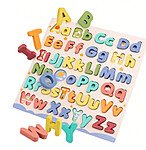 Puzzle încastru 3D din lemn cu litere mari și mici în limba engleză- culori pastel