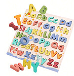 Puzzle încastru 3D din lemn cu litere mari și mici în limba engleză- culori pastel
