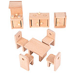 Set de mobilier din lemn pentru bucătărie destinat căsuțelor de păpuși