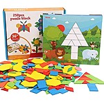 Tangram din lemn cu 250 de piese - forme și cifre