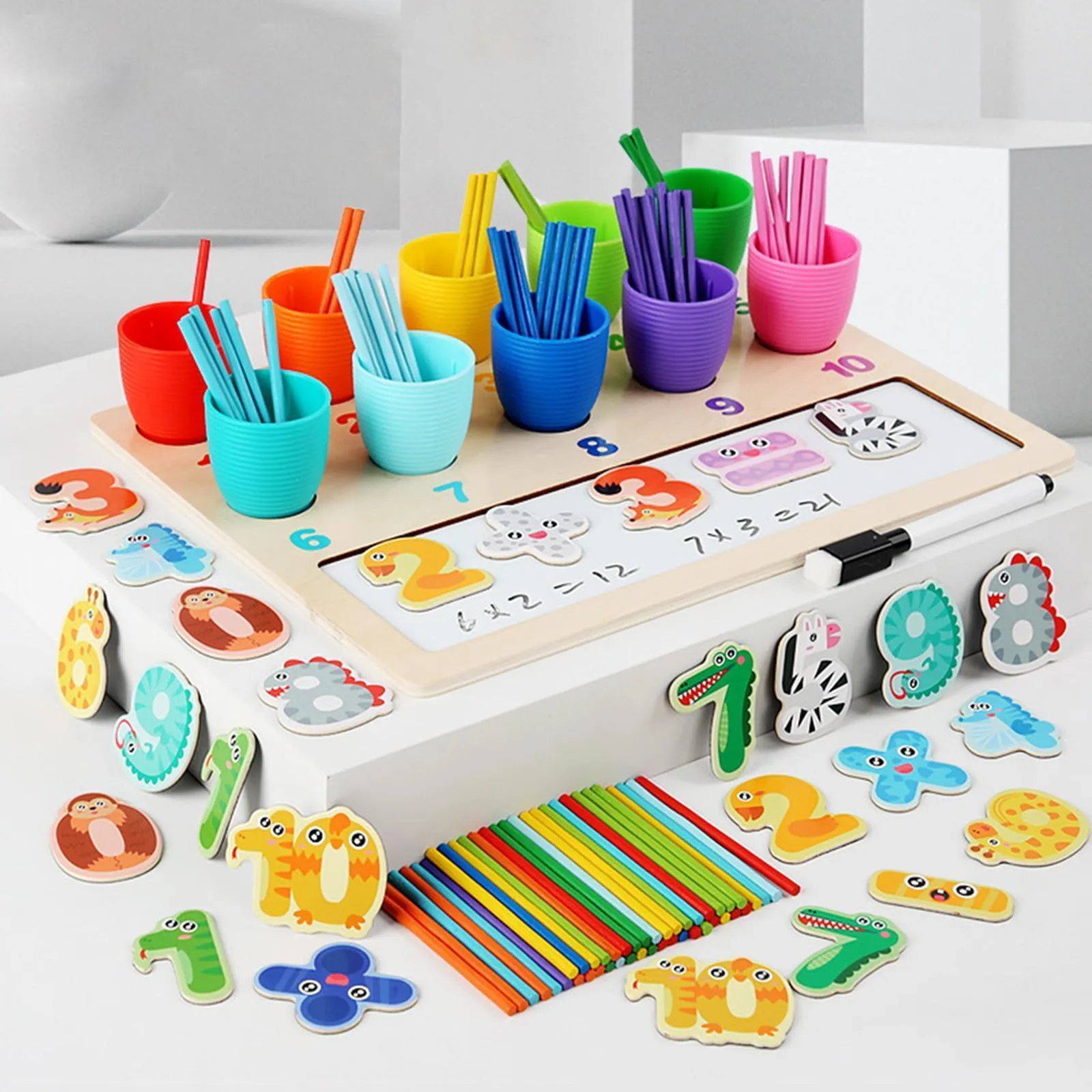 joc Joc educativ de matematică cu cifre și bețișoare de sortat - imagine 1