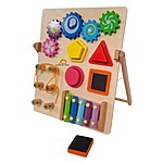 Planșă de activități Busy Board multifuncțional cu: rotițe zimțate, forme cu magnet, șiret și xilofon - imagine 5