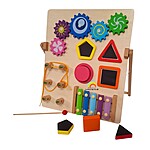 Planșă de activități Busy Board multifuncțional cu: rotițe zimțate, forme cu magnet, șiret și xilofon - imagine 10
