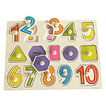 Puzzle încastru cu cifre și forme geometrice, 15 piese - imagine 2