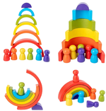 Curcubeu și cilindri Montessori, 12 piese din lemn - imagine 2