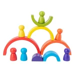 Curcubeu și cilindri Montessori, 12 piese din lemn - imagine 3