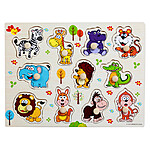 Puzzle încastru cu animale sălbatice, 11 piese