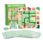 Joc de logică tip labirint - puzzle, pentru a asocia animalul cu mâncarea preferată