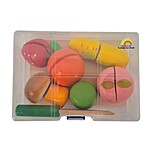 Set fructe și legume din lemn, cu tocător și cuțit - prindere cu velcro - imagine 4