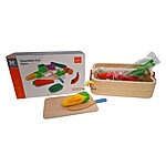 Coș din lemn cu legume magnetice, tocător și cuțit - imagine 7