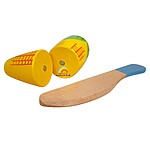 Coș din lemn cu legume magnetice, tocător și cuțit - imagine 9