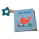 Carte senzorială textilă pentru bebeluși cu animale marine, dimensiuni 10*10 cm