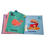 Carte senzorială textilă pentru bebeluși cu animale marine, dimensiuni 10*10 cm - imagine 5