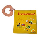 Carte senzorială textilă pentru bebeluși cu mijloace de transport, dimensiuni 10*10 cm