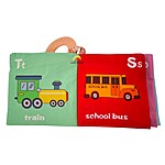 Carte senzorială textilă pentru bebeluși cu mijloace de transport, dimensiuni 10*10 cm - imagine 2