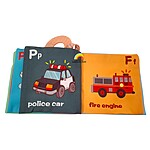 Carte senzorială textilă pentru bebeluși cu mijloace de transport, dimensiuni 10*10 cm - imagine 4