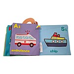 Carte senzorială textilă pentru bebeluși cu mijloace de transport, dimensiuni 10*10 cm - imagine 5