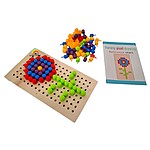 Joc multifuncțional 2 în 1, pentru creativitate și dexteritate : mozaic cu pini din plastic și joc de pescuit - imagine 2