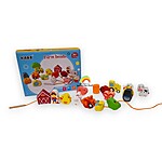 Mărgele mari din lemn de șnuruit/înșiruit model cu Ferma