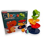 Circuit din plastic pentru bebeluși cu 2 bile zornăitoare și 3 rampe, model Dinozaur