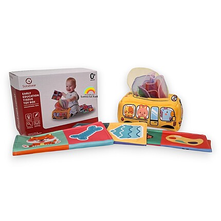 Joc senzorial pentru bebeluși cutia cu batiste/șervețele textile
