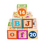 Set 26 de cuburi din lemn cu litere, cifre, animale, forme, alimente - imagine 9
