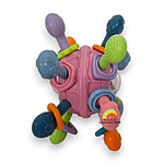 Minge senzorială, zornăitoare și pentru dentiție – culoare roz - imagine 2