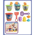 Jucării de plajă și nisip din plastic – Găletușă roșie model Univers- 7 piese