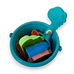 Jucării de plajă și nisip din plastic – Găletușă albastră model Dinozauri - 7 piese - imagine 3