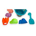 Jucării de plajă și nisip din plastic – Găletușă albastră model Dinozauri - 7 piese - imagine 5