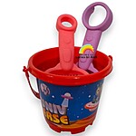 Jucării de plajă și nisip din plastic – Găletușă roșie model Univers- 7 piese - imagine 2