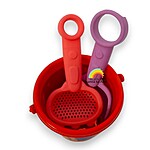 Jucării de plajă și nisip din plastic – Găletușă roșie model Univers- 7 piese - imagine 3