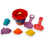 Jucării de plajă și nisip din plastic – Găletușă roșie model Univers- 7 piese - imagine 4