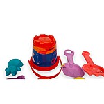 Jucării de plajă și nisip din plastic – Găletușă roșie model Univers- 7 piese - imagine 6