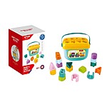 Joc de sortare forme geometrice și litere în găletușă de plastic