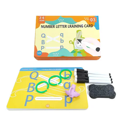 Planșe educaționale reutilizabile cu cifre și litere pe linii punctate