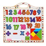 Tăbliță magnetică de scris cu cifre, semne aritmetice și piese de tangram