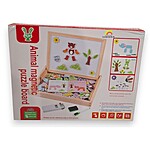 Tăbliță magnetică din lemn cu puzzle și desen - model Animale Sălbatice - imagine 14