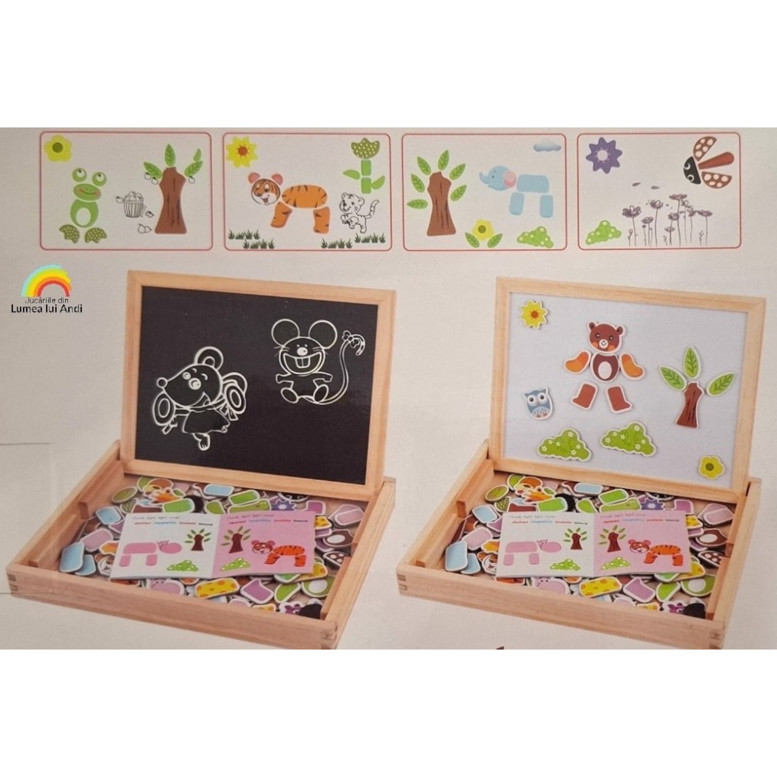 20250730_143114-Photoroom - Copie Tăbliță magnetică din lemn cu puzzle și desen - model Animale Sălbatice - imagine 1