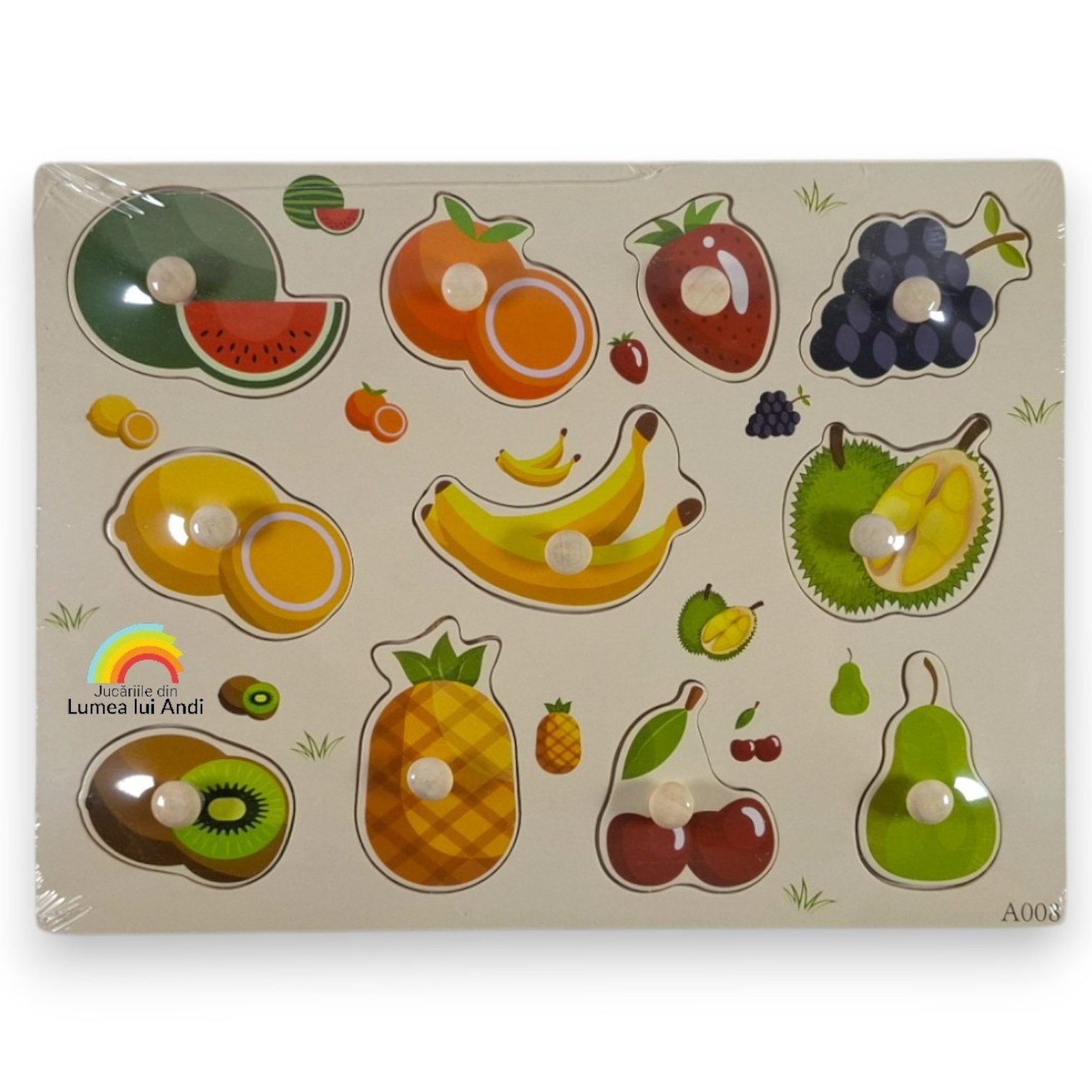 20250913_131537-Photoroom Puzzle încastru cu fructe, 11 piese - model cu pepene - imagine 1
