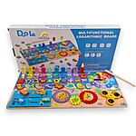 Joc logaritmic Montessori 8 în 1, cu spinner, ceas și labirint de motricitate