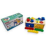 Joc Montessori din lemn de tipul cutia permanenței cu sertare, pentru sortare forme și culori - imagine 3
