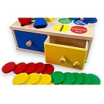 Joc Montessori din lemn de tipul cutia permanenței cu sertare, pentru sortare forme și culori - imagine 4