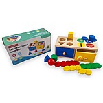 Joc Montessori din lemn de tipul cutia permanenței cu sertare, pentru sortare forme și culori - imagine 5