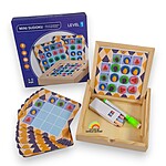 Joc de logică și memorie Mini Sudoku magnetic cu fructe, nivel 1 pentru 3-5 ani (cu tăbliță albă magnetică și tăbliță pentru cretă)