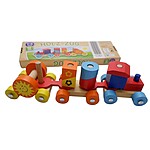 Trenuleț din lemn de construit cu cuburi  - imagine 6